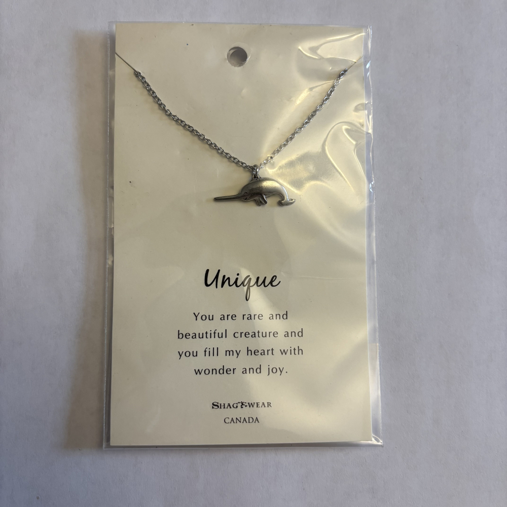 Shagwear Canada "Unique" Silver Tone Narwhal Pendant Chain Necklace NWT